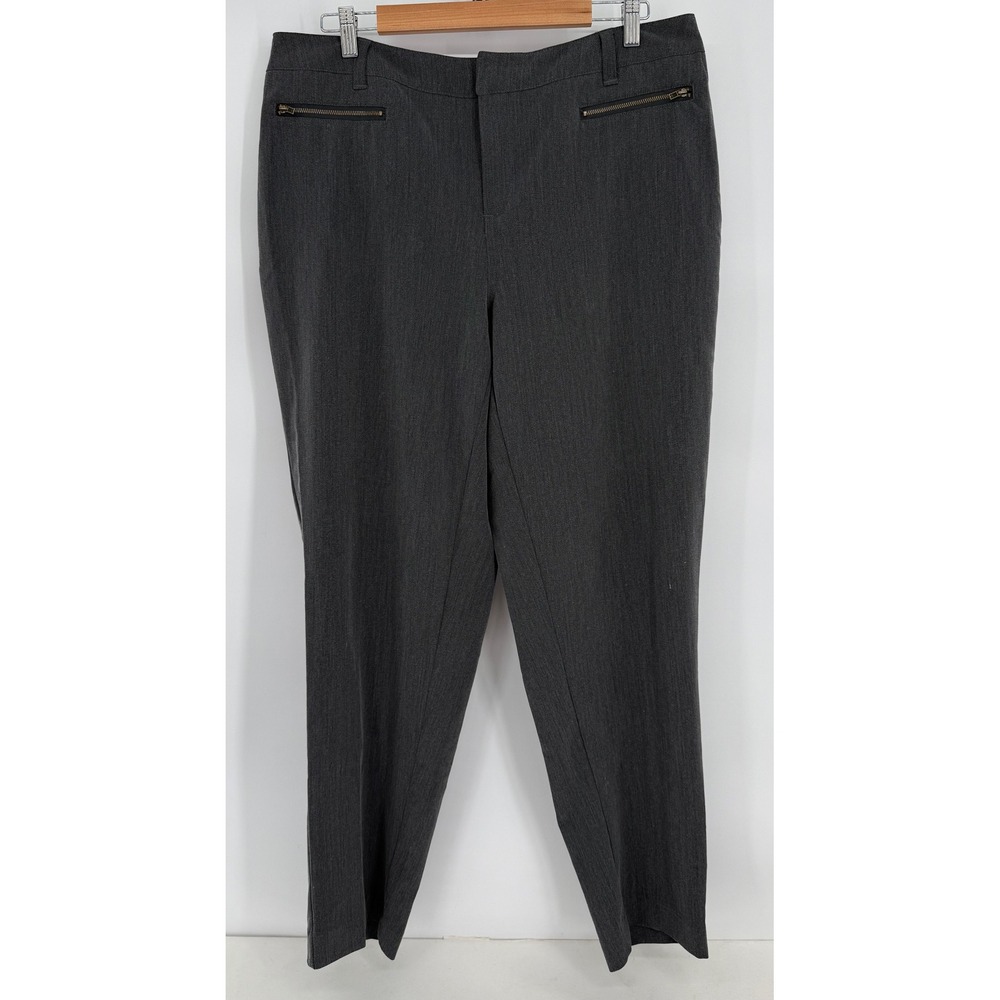 Avenue Womens Average Charcoal Gray Heathered Straight Leg Dress Pants Sz 16
